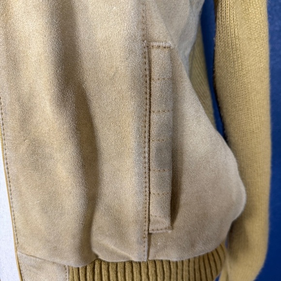 Pierre Andre Vintage 1980s Suede & Knit Bomber Jacket, Size Large - Picture 3 of 10